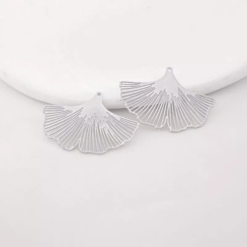 laser cut ginkgo leaf charms in silver tone