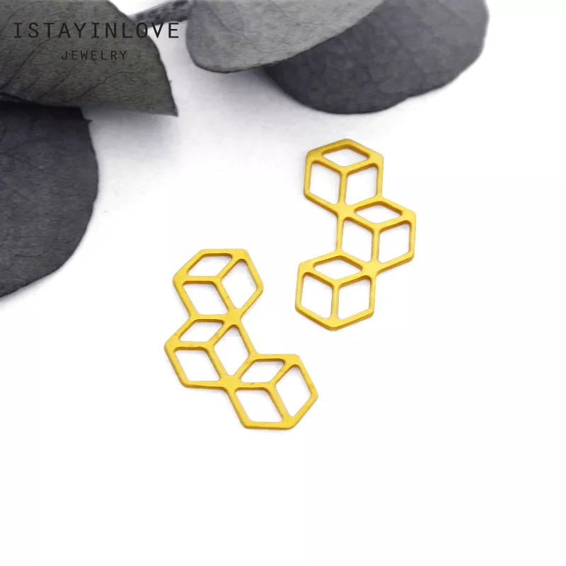 Brass cubes dices charm for jewelry making, laser cut pendant
