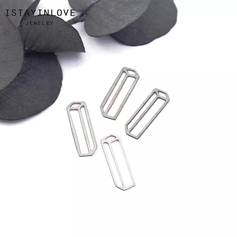 Stainless Steel rectangle prism charm for jewelry making, laser cut pendant