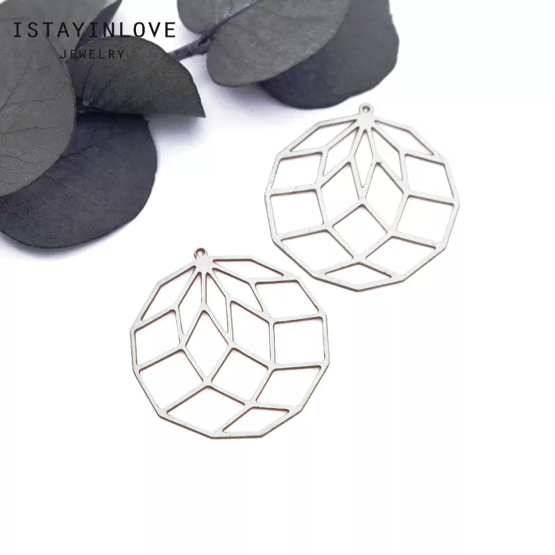 Geometric Fruit Circle Pendant – Stainless Steel Charm for Earrings & Necklaces