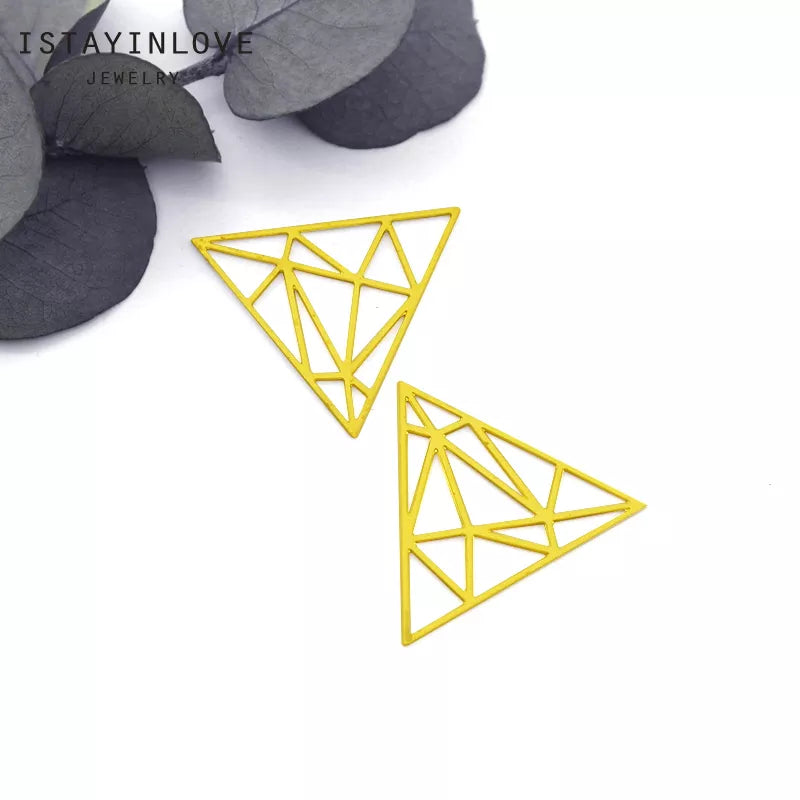 Geometric Triangle Pendant – Brass Charm for DIY Earrings & Necklaces