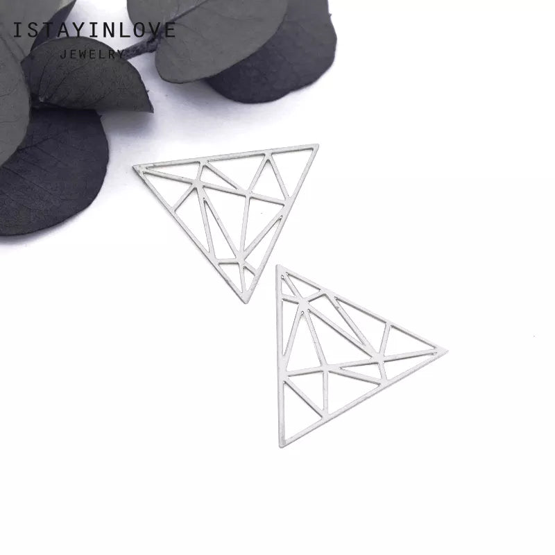 Geometric Triangle Pendant – Brass Charm for DIY Earrings & Necklaces