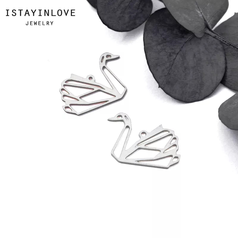 Swan Pendant – Brass Charm for Elegant Necklaces & DIY Jewelry Making