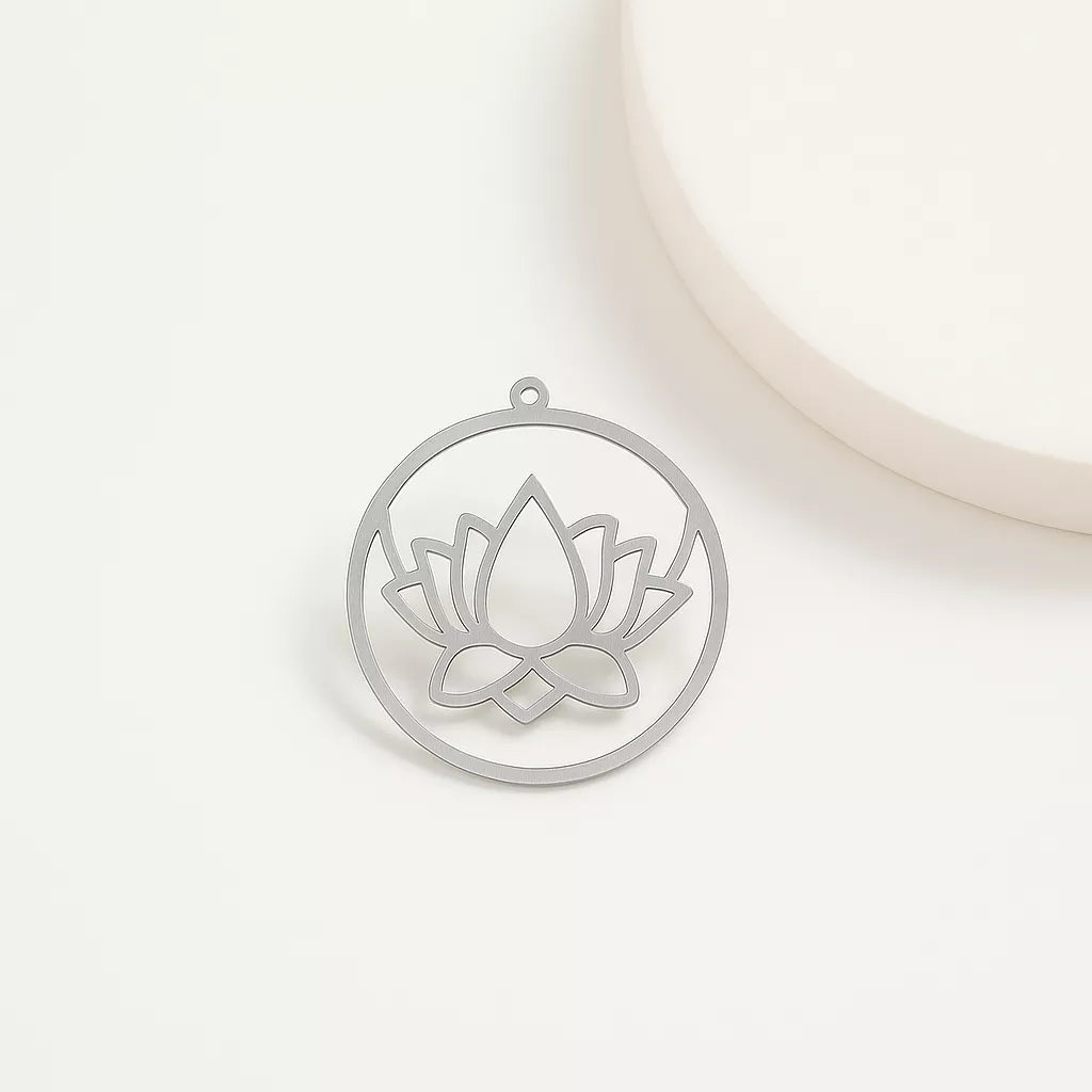 Lotus Round Charms – Silver Pendants & Findings for Handmade Jewelry