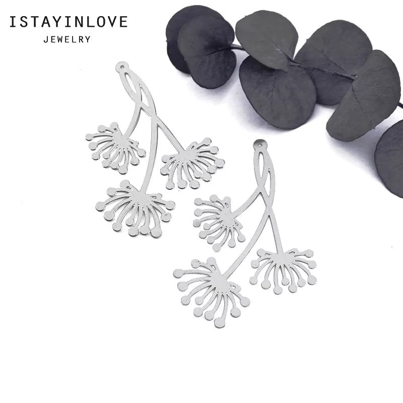 Flower Dandelion Pendant – Silver Charm for Nature Jewelry, Necklaces & Earrings