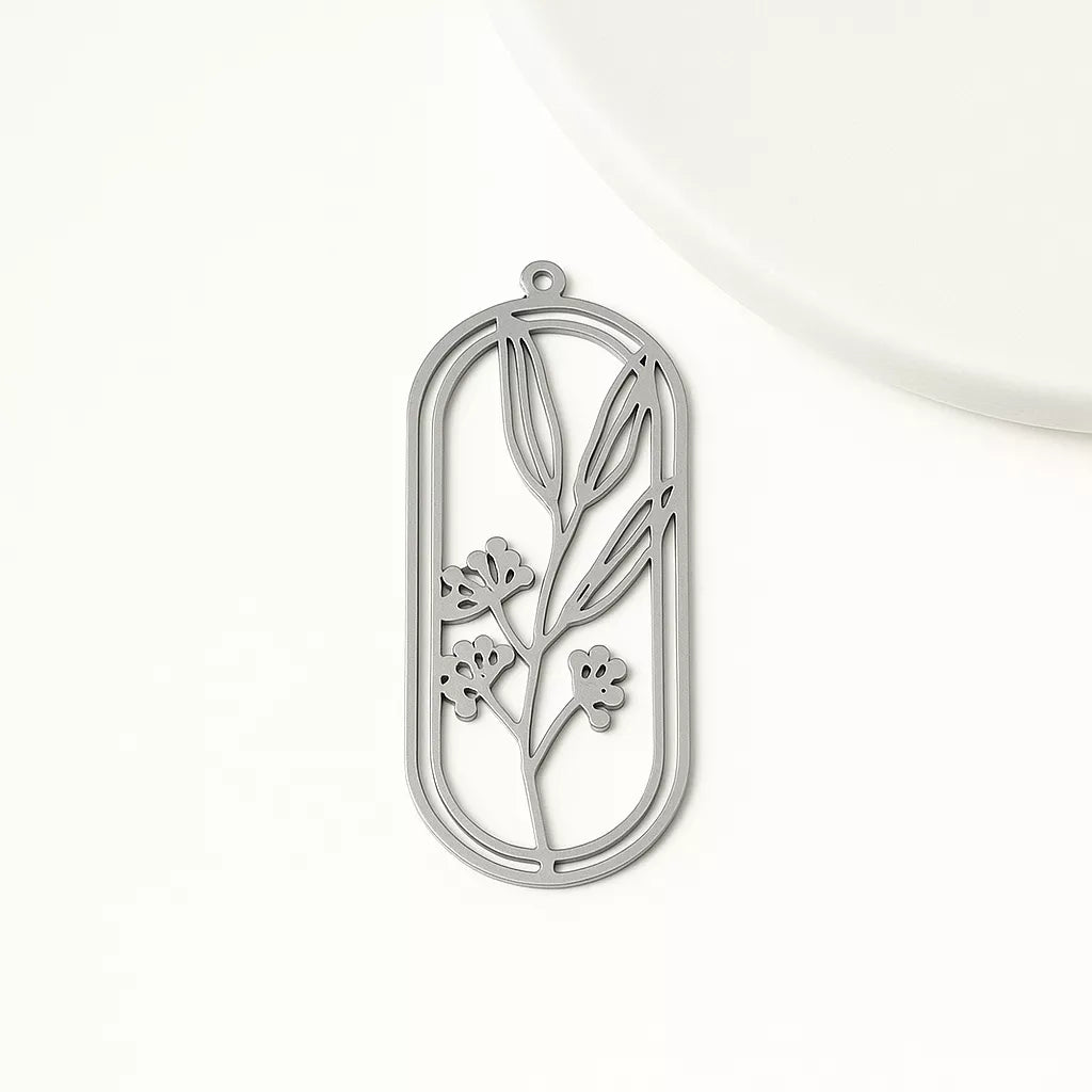 Silver Charms – Oval Flower Pendants & Findings for Handmade Jewelry