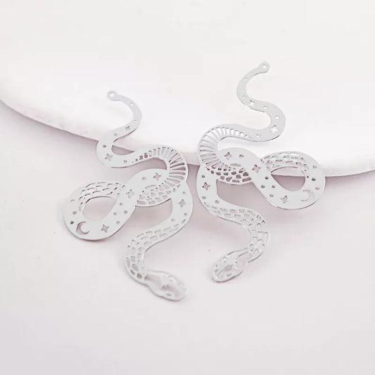 Celestial Snake Charms & Pendants - Silver Raw Brass