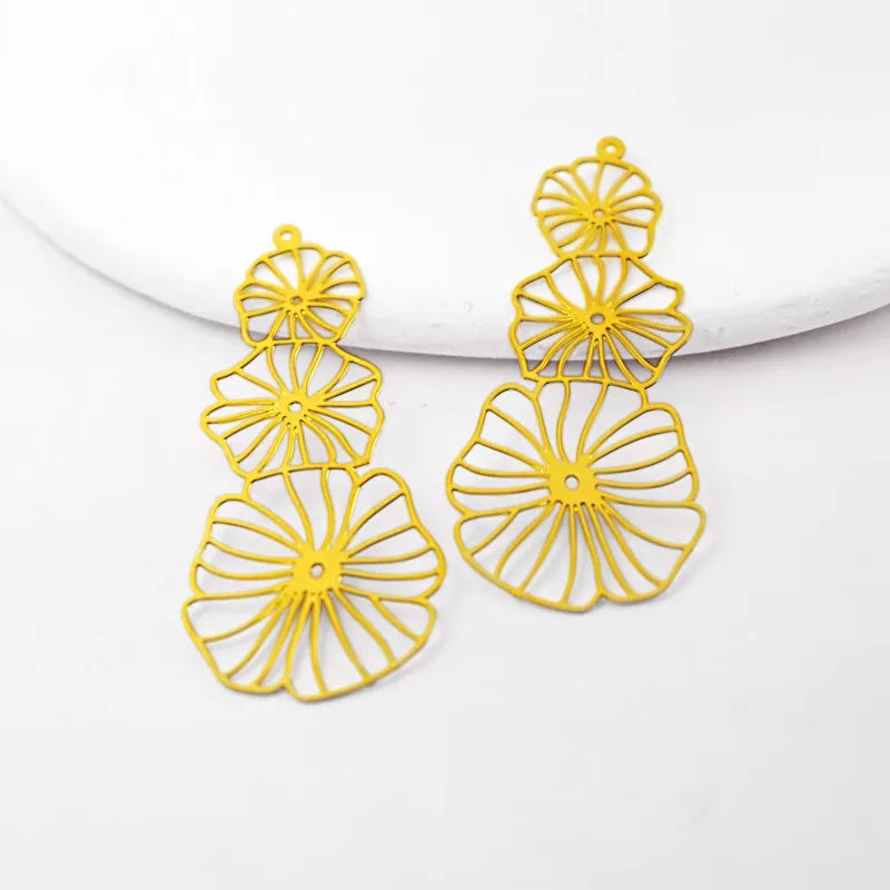 Lotus Leaves Brass Earrings Charms