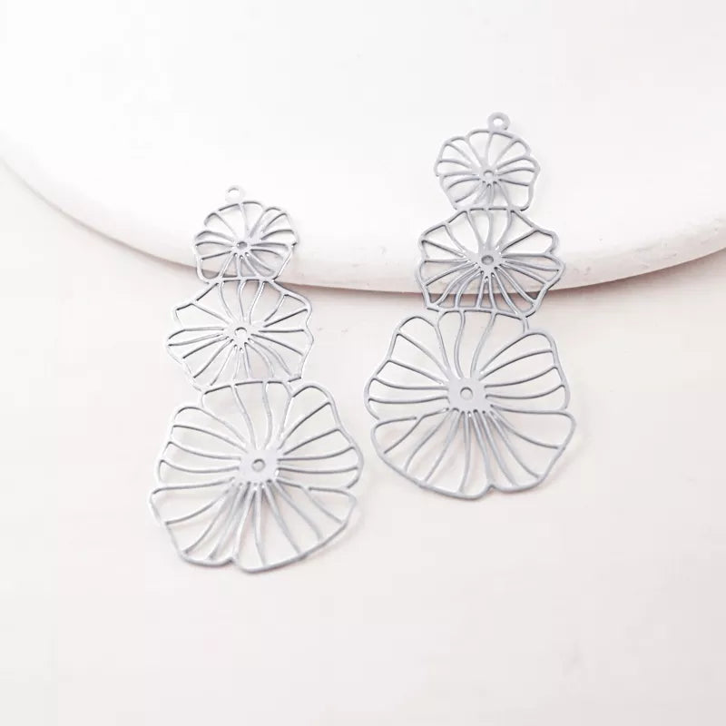 Lotus Leaves Silver Earrings Charms