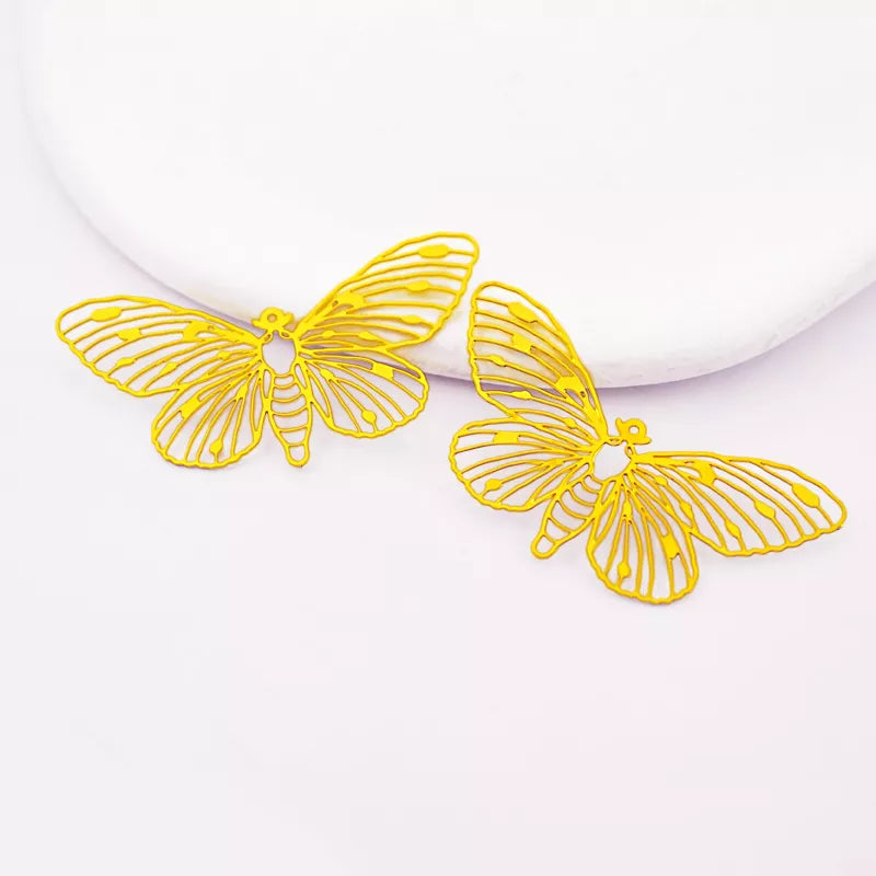 Butterfly Moth Brass Earrings Charms