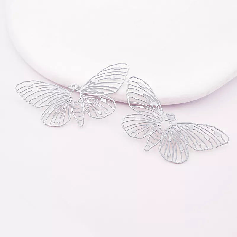Butterfly Moth Silver Earrings Charms