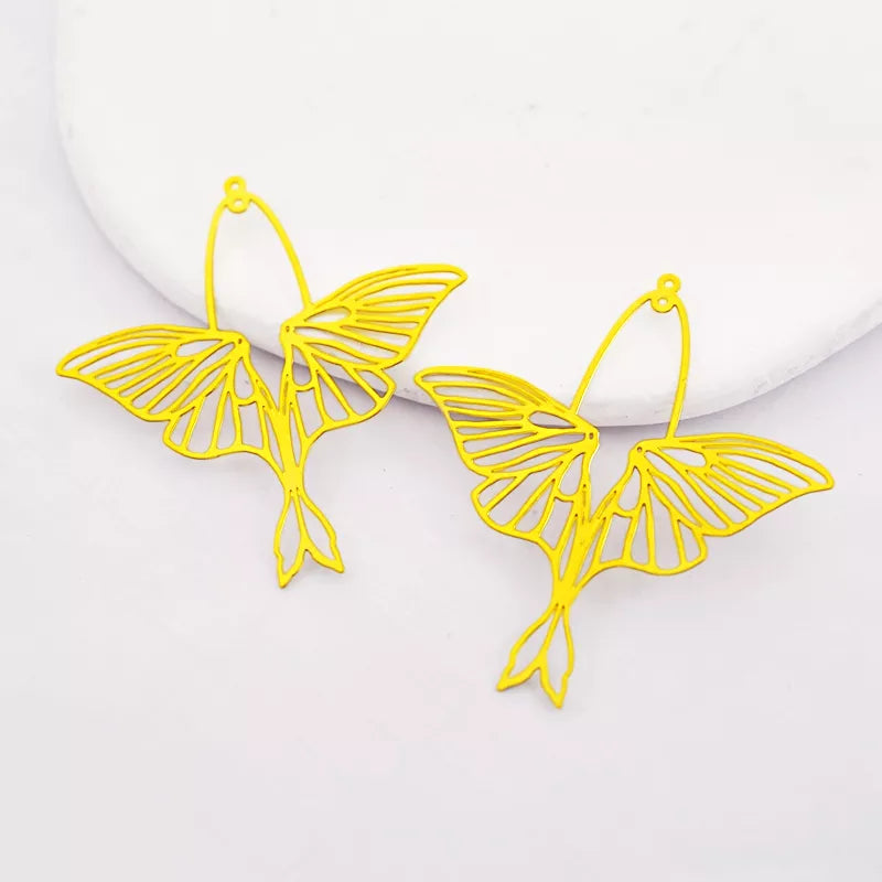 Moth Butterfly Brass Earrings Charms
