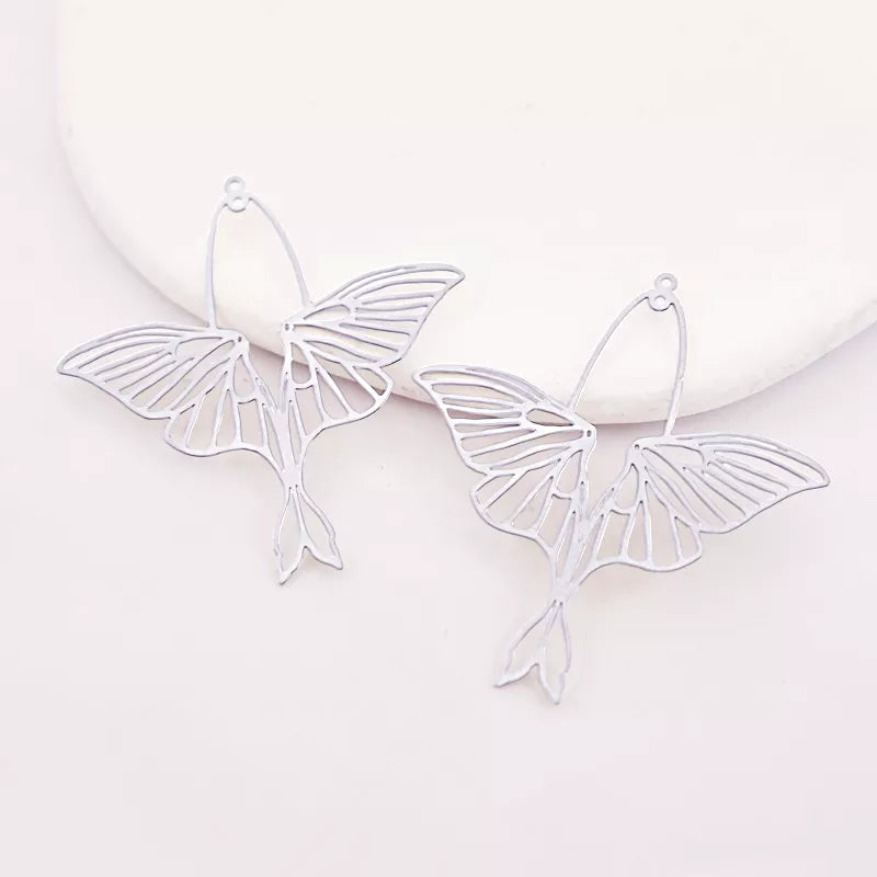 Moth Butterfly Silver Earrings Charms