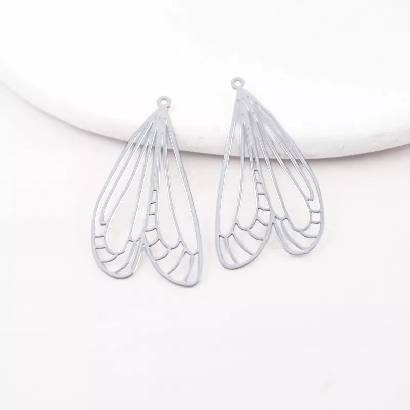 Metal Butterfly Wing Silver Charms
