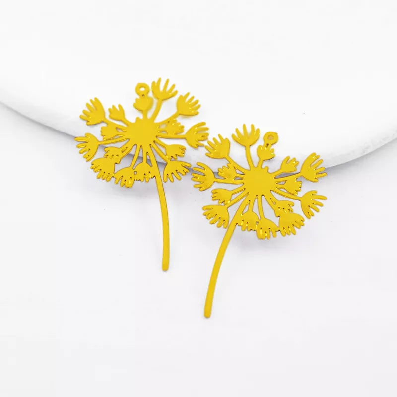 Dandelion Flower Brass Charms