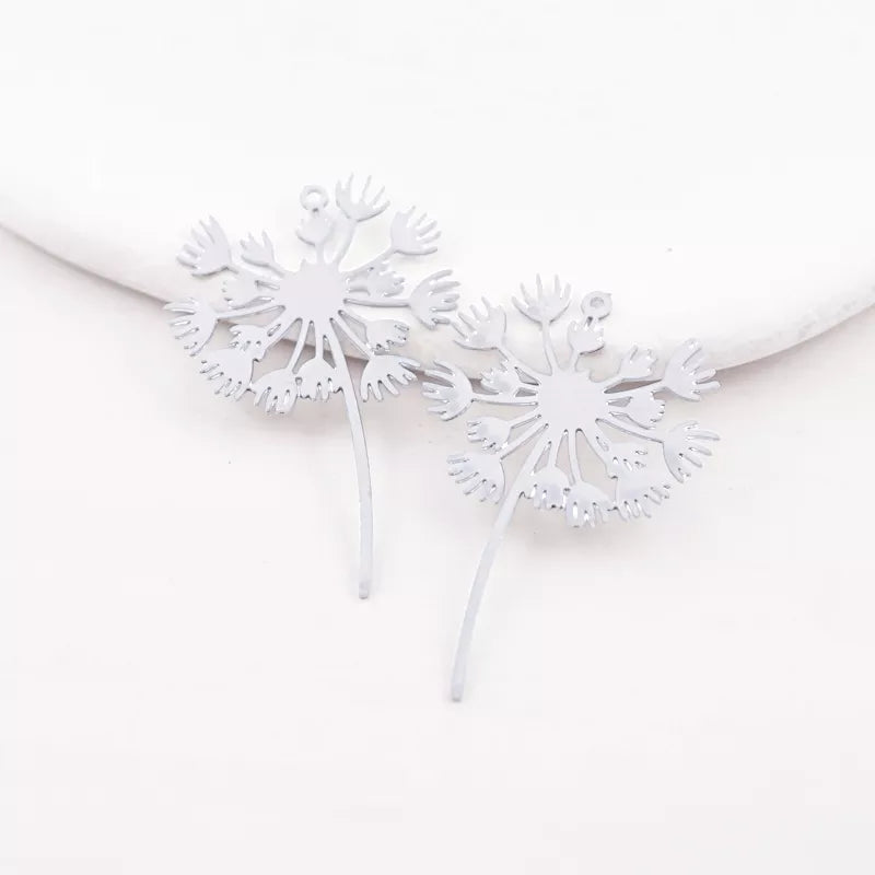 Dandelion Flower Silver Charms
