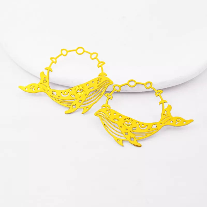 Whale Dolphin Moon Phases Stainless Steel Pendant