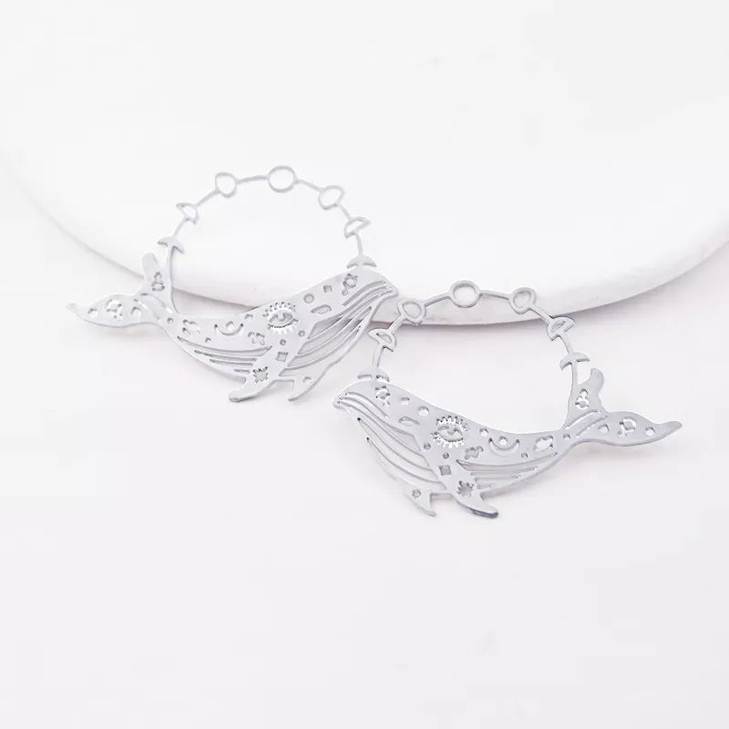 Whale Dolphin Moon Phases Brass Charms