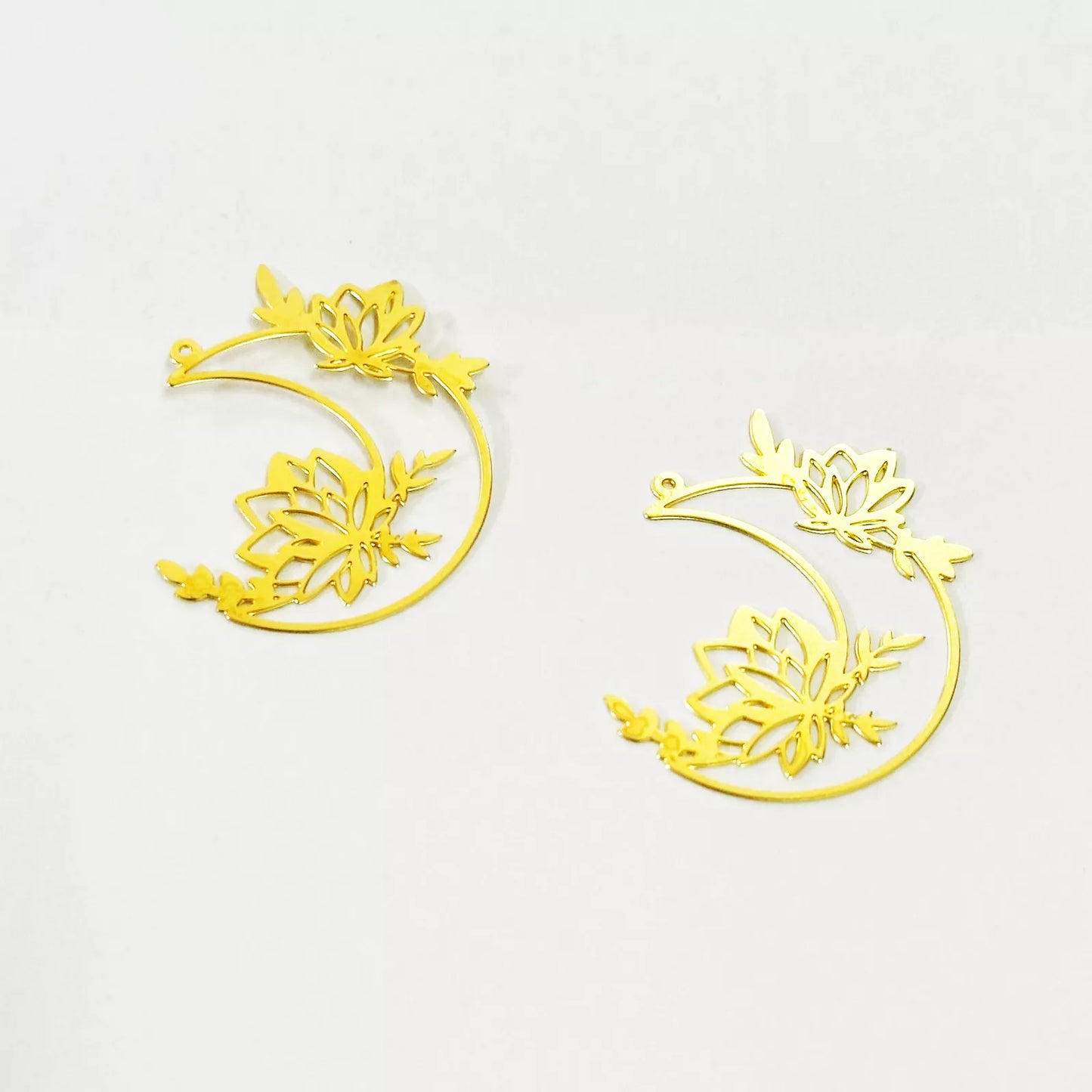 Raw Brass Moon Flower Charms – DIY Jewelry Making Supplies
