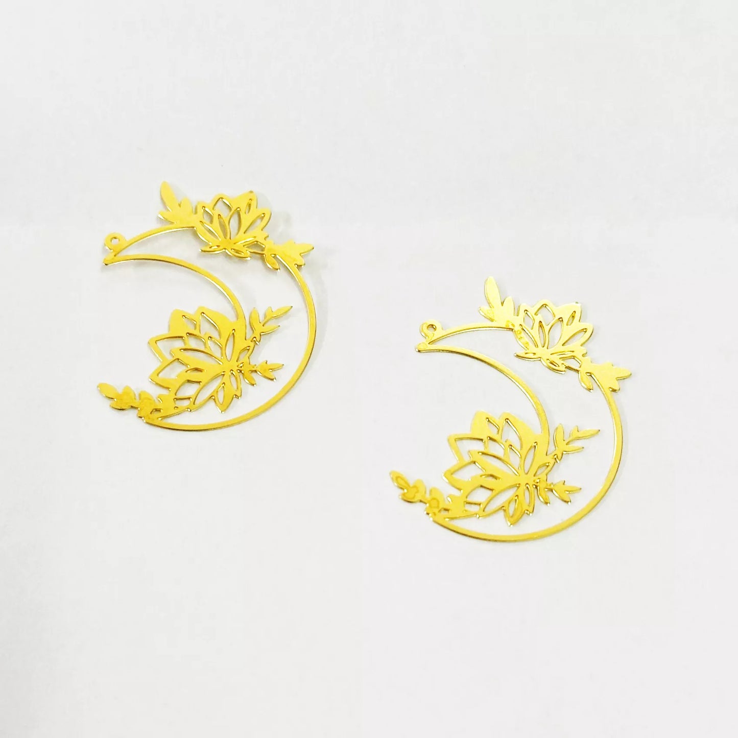 Raw Brass Moon Flower Charms – DIY Jewelry Making Supplies