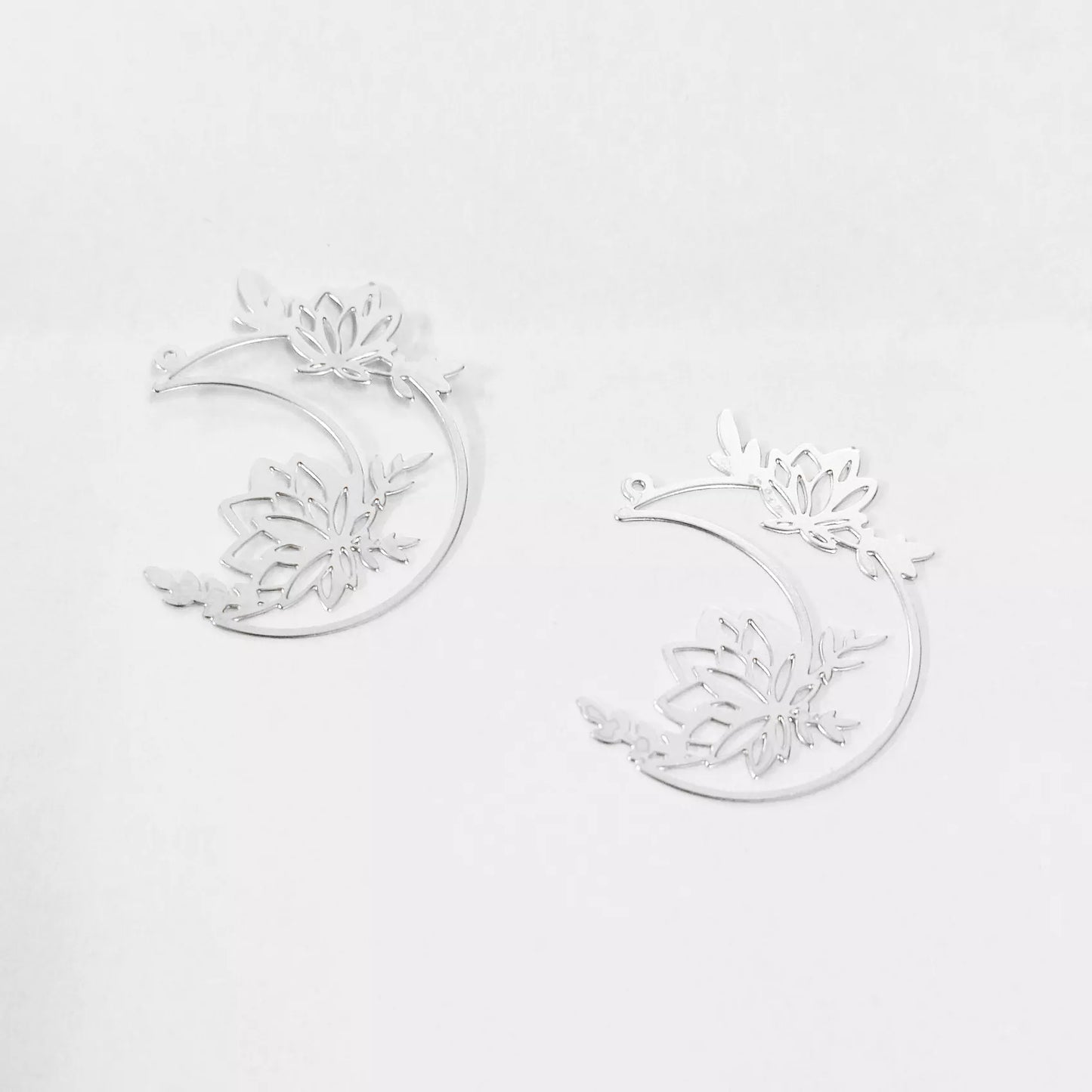 Raw Brass Moon Flower Charms – DIY Jewelry Making Supplies