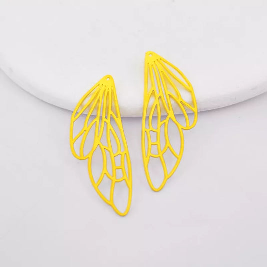 geometric dragonfly wing brass charms in golden tone