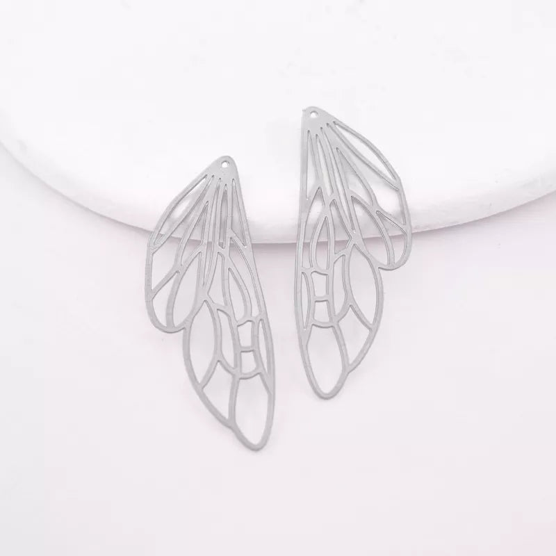 geometric dragonfly wings stainless steel charms in golden tone