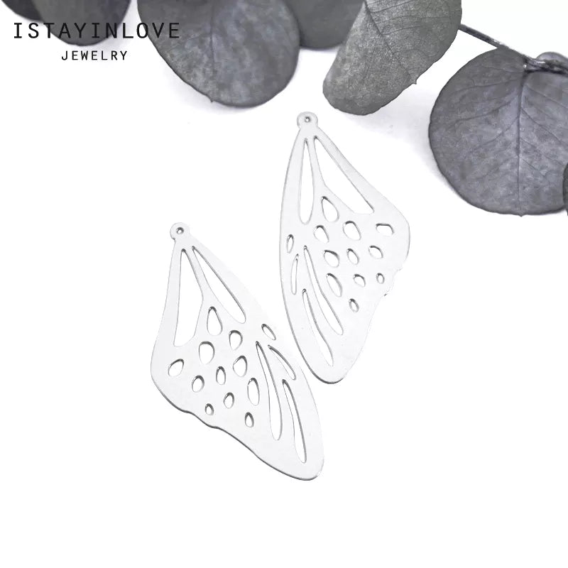 Butterfly Wing Pendant – Brass or Steel Charm for DIY Earrings & Jewelry