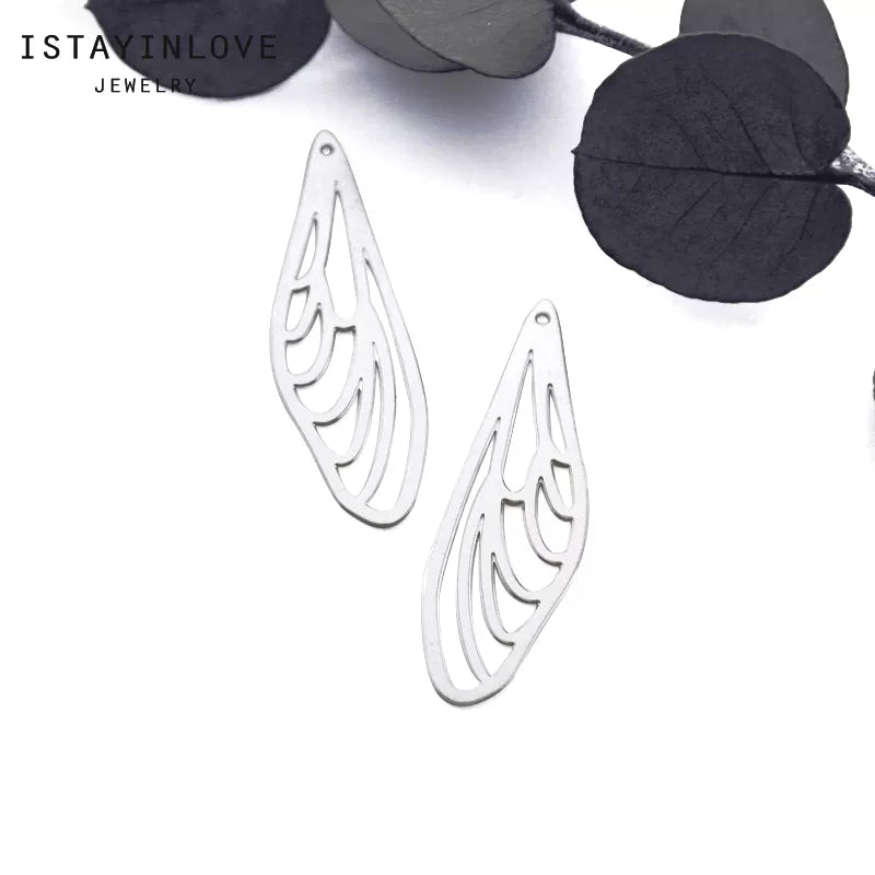 Wing Pendant – Brass or Steel Geometric Charm for Earrings & Necklaces