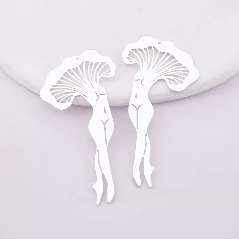 Silver Mushroom Lady Jewelry Pendant with Dancing Figure