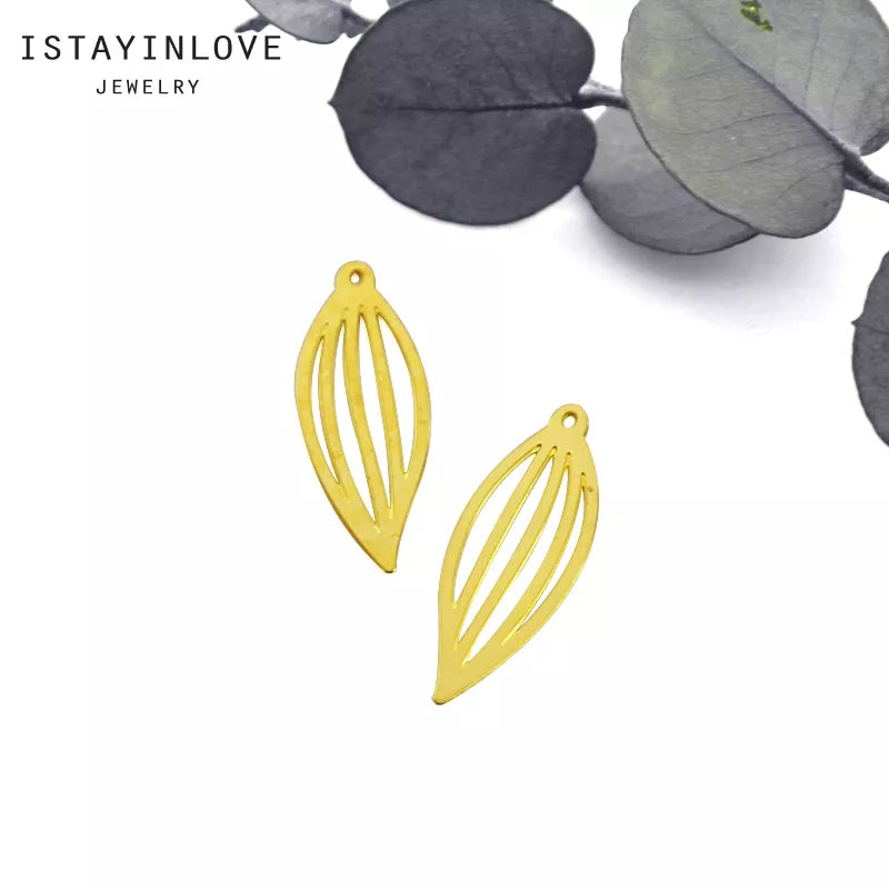 Geometric Leaf Charm Pendant – Jewelry Supplies for Earrings & Necklaces