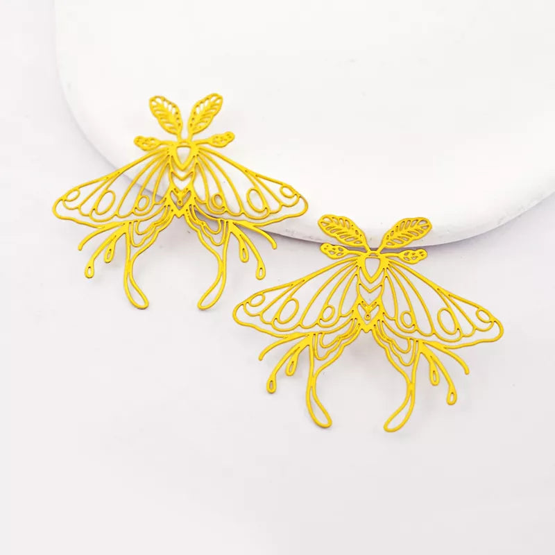 Gold Moth Jewelry Pendant with Leaf Head