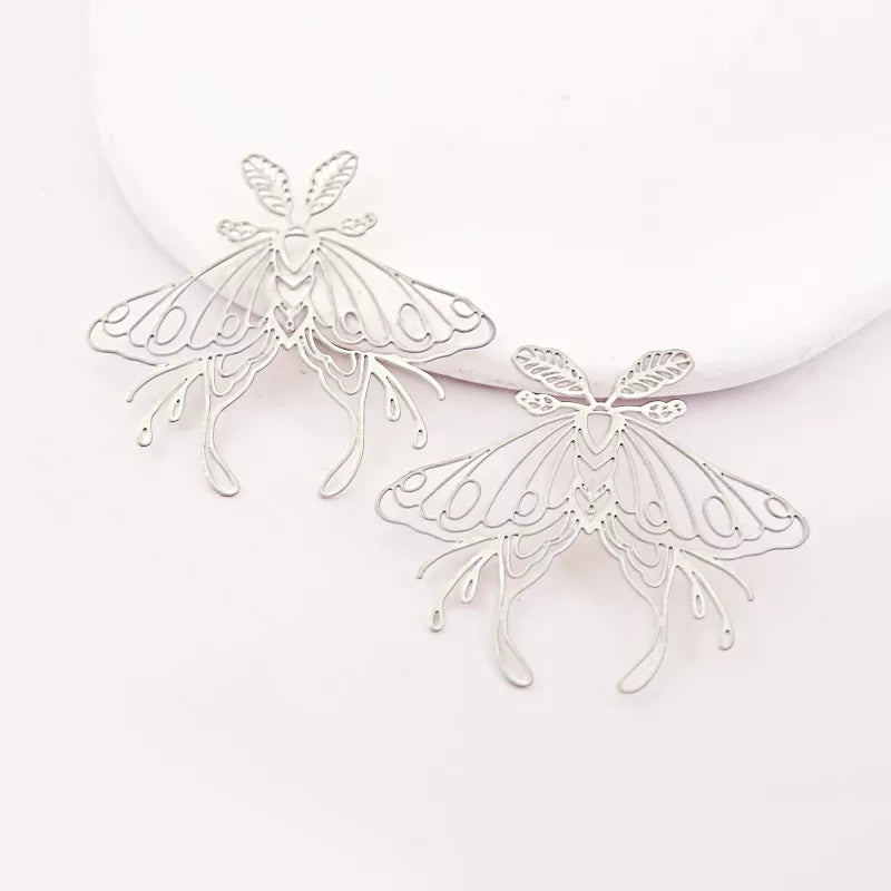 Silver Moth Jewelry Pendant with Leaf Head