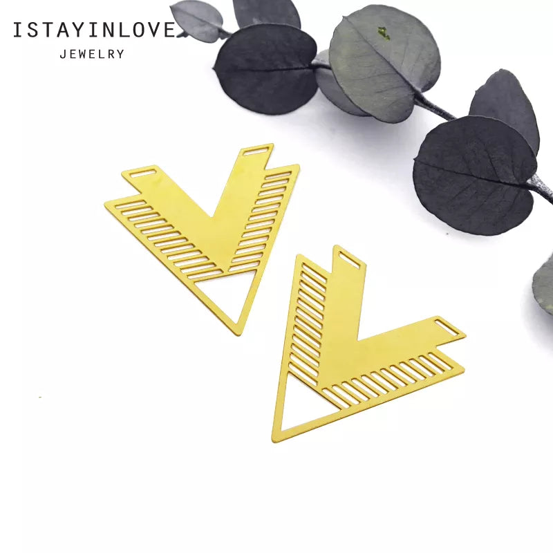 Triangle V Pendant – Geometric Brass or Steel Charm for Necklaces & Earrings
