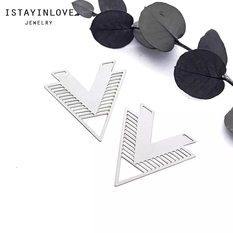 Triangle V Pendant – Geometric Brass or Steel Charm for Necklaces & Earrings