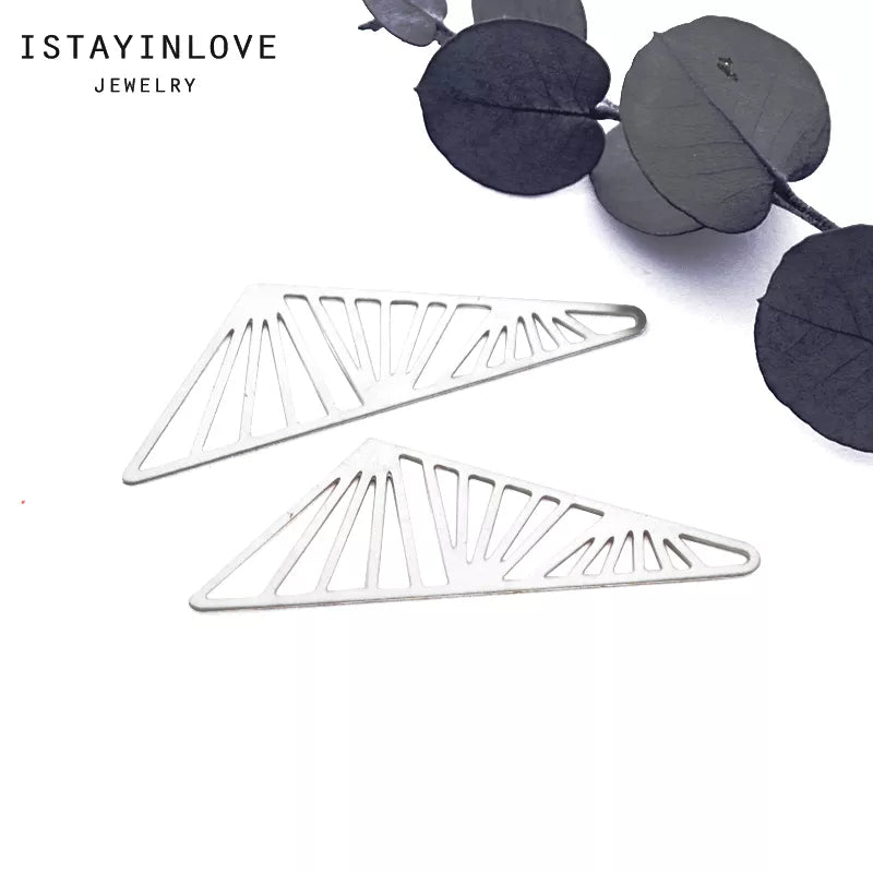 Triangle Pendant – Geometric Brass or Steel Charm for Necklaces & Earrings