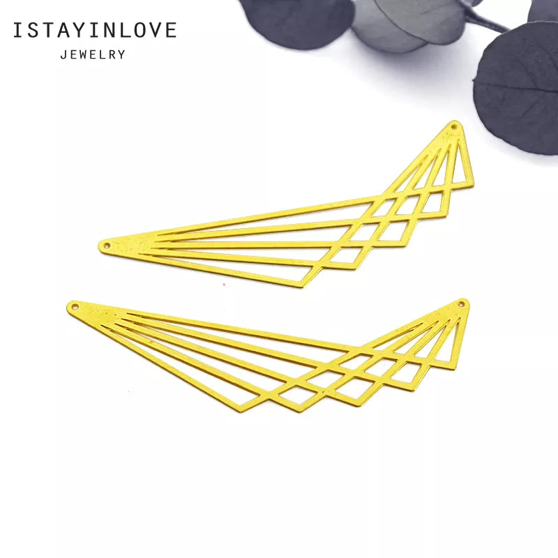 Triangles Pendant – Geometric Brass or Steel Charm for Necklaces & Earrings