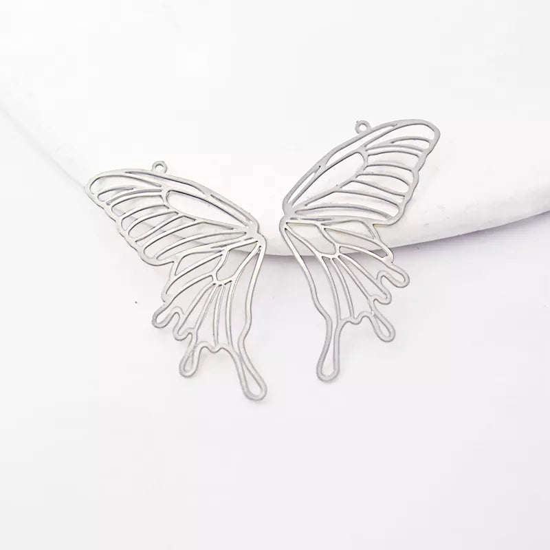Silver Geometric Butterfly Wing Brass Earrings Pendant | ISTAYINLOVE JEWELRY
