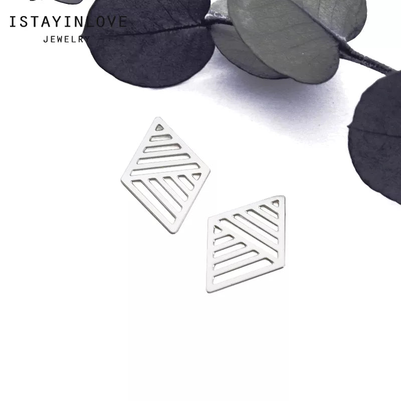Rhombus Pendant – Geometric Brass or Steel Charm for Necklaces & Earrings