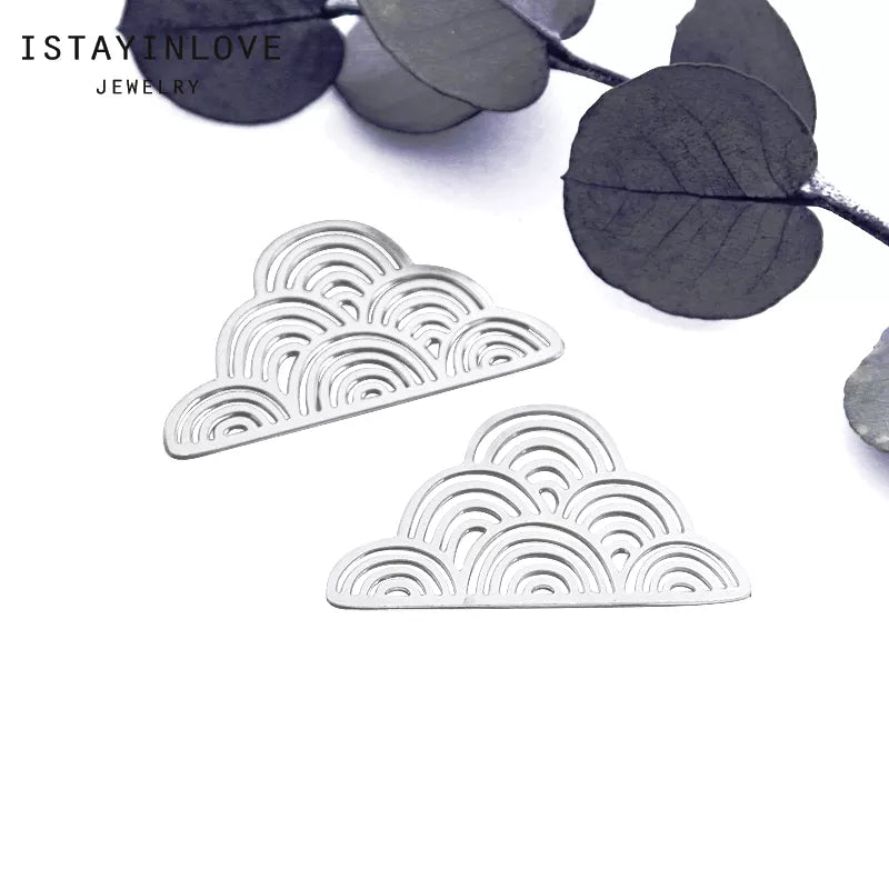 Cloud Pendant – Brass or Steel Charm for Necklaces & Earrings