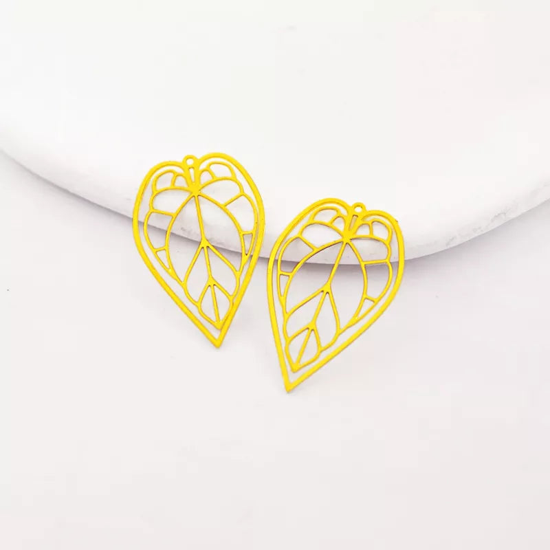 Brass Jewelry Pendant | Heart-Shaped Leaf Charm