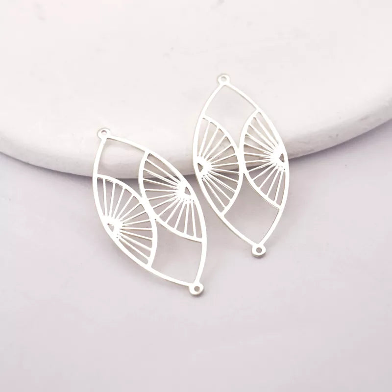 Geometric Bloom Pendant for Jewelry Making-Silver Stainless Steel