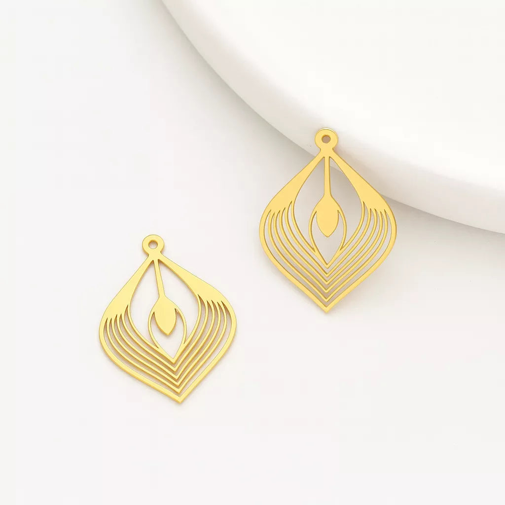 Flower Bud Raw Brass Charms & Pendants for Jewelry Making