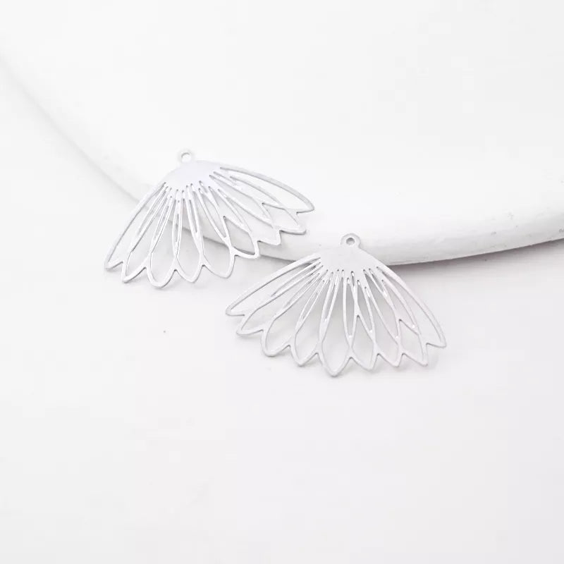 Geometric Bloom Pendant for Jewelry Making-Silver Stainless Steel