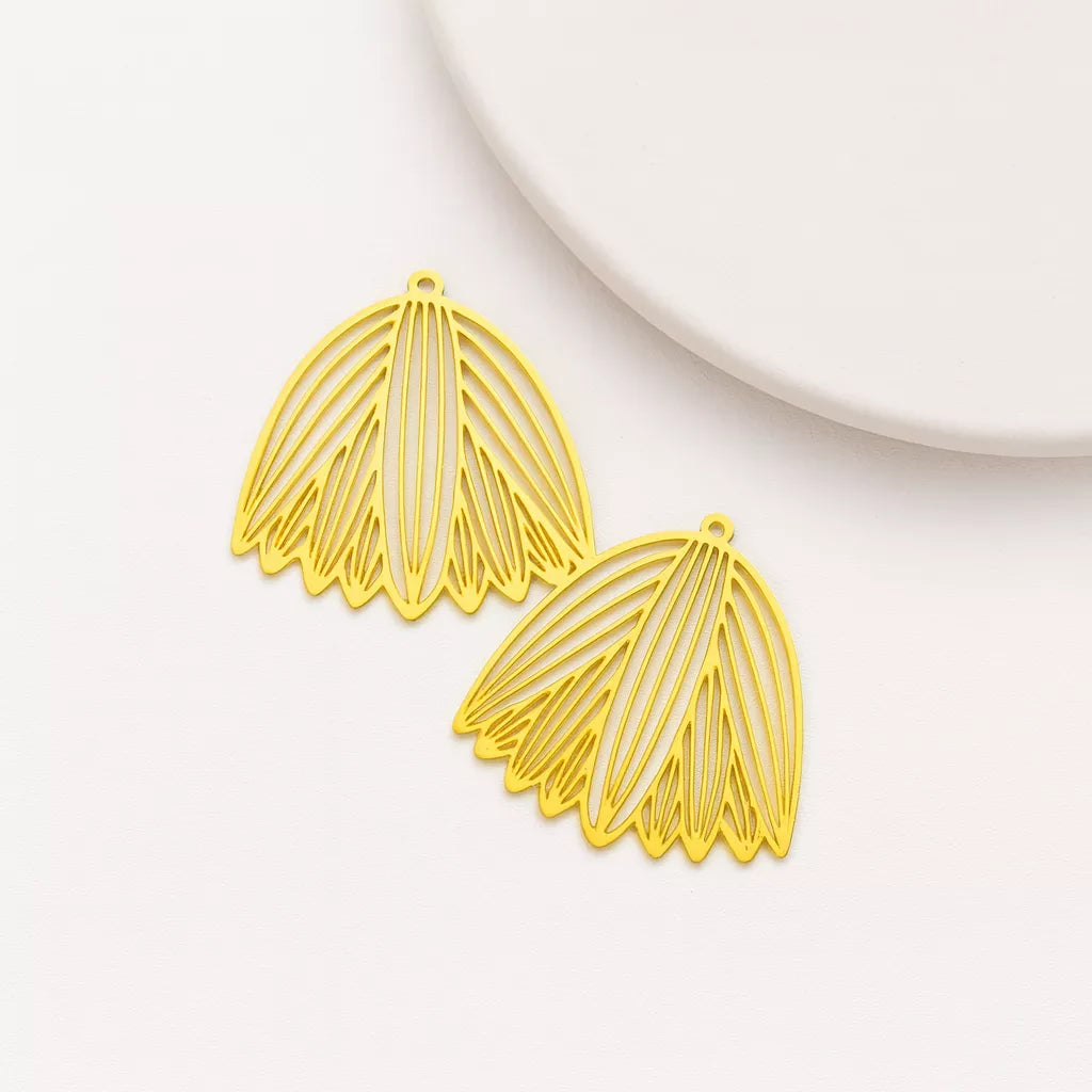 Flower Bud Raw Brass Jewelry Charms – High-Quality Pendants & Connectors