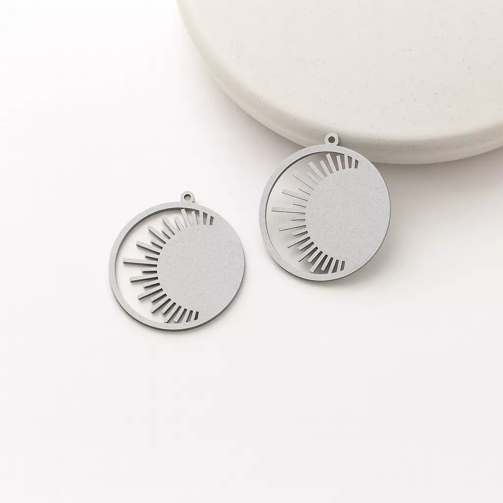 Silver Sun Circle Charms for DIY Jewelry | Raw Brass Pendants & Findings