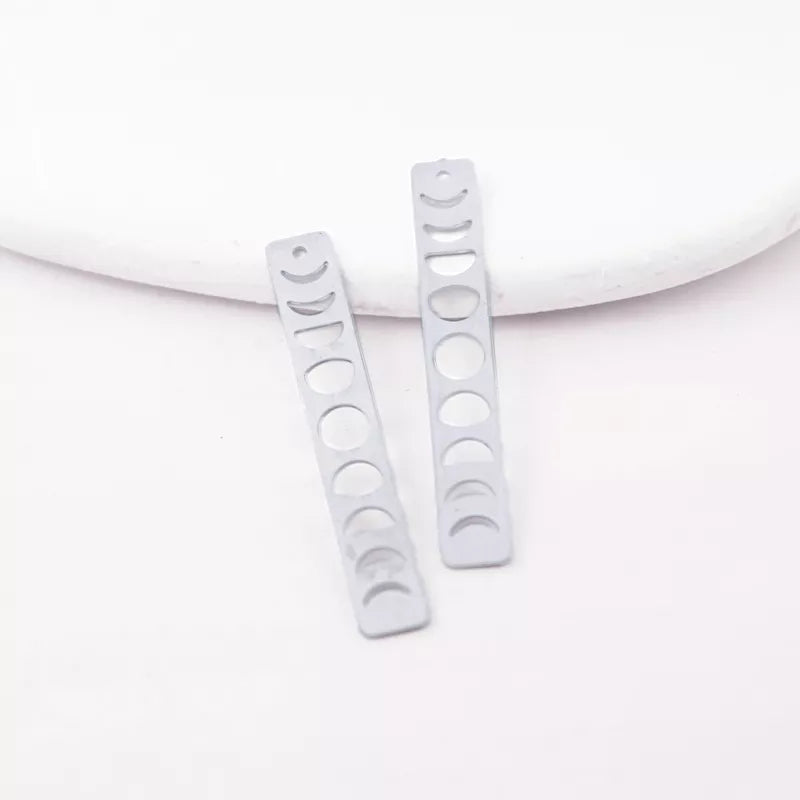 Rectangle Bar Moon Phases Silver Charms