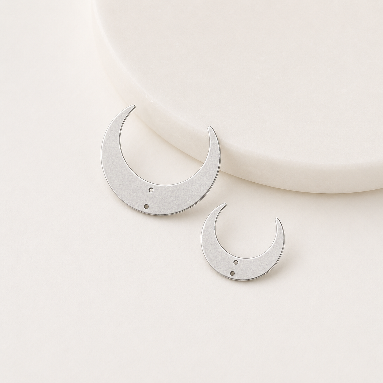 Stainless Steel Moon Charm – Jewelry Pendant for Necklaces & Earrings