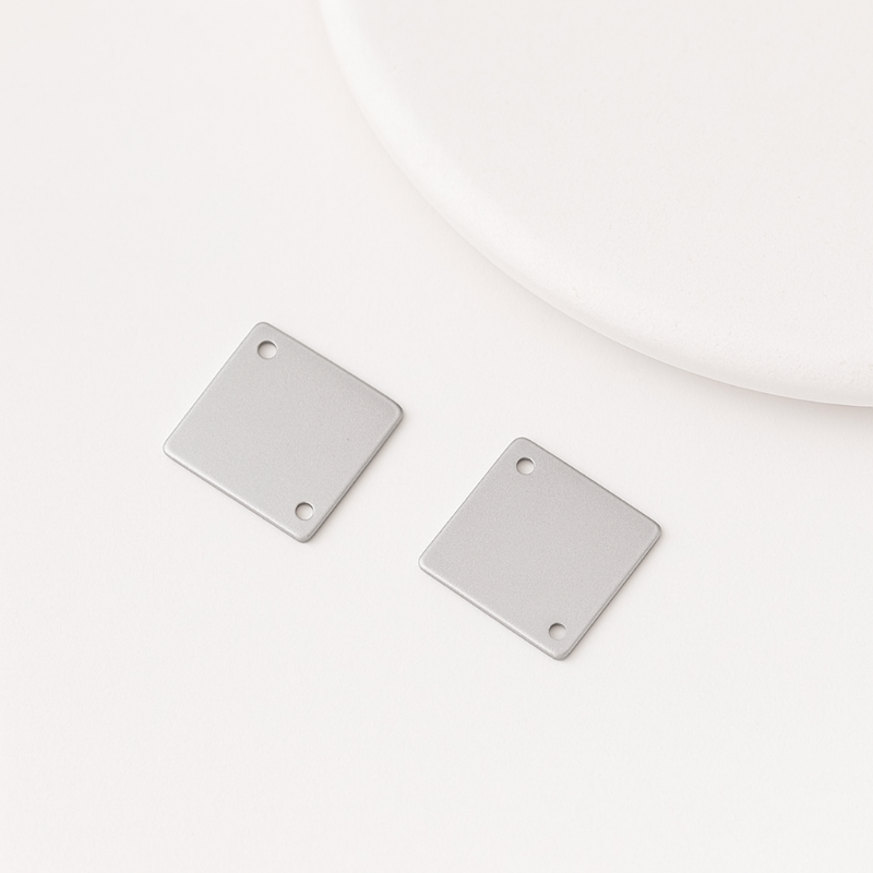 square jewelry charm in stainless steel