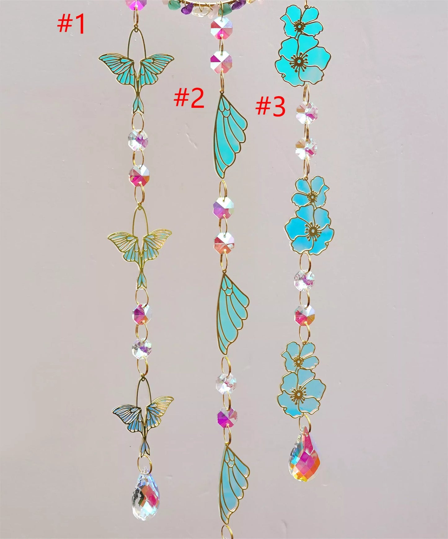 Suncatchers with Sparkling Brass Moth, Wing , Flower Charms